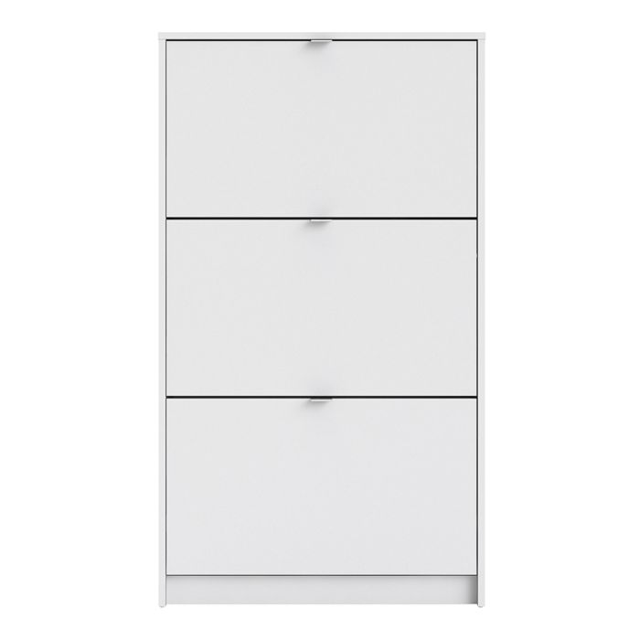 Shoes Shoe cabinet w. 3 tilting doors and 2 layers in White - UK