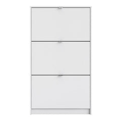 Shoes Shoe cabinet w. 3 tilting doors and 2 layers in White - UK