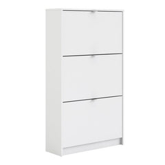 Shoes Shoe cabinet w. 3 tilting doors and 2 layers in White - UK