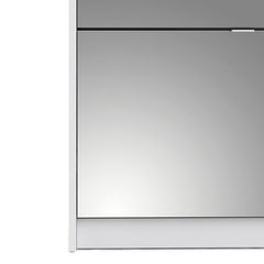 Shoes Shoe cabinet w. 4 mirror tilting doors and 2 layers in White - UK