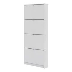 Shoes Shoe cabinet w. 4 tilting doors and 1 layer in White - UK
