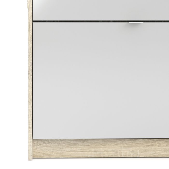 Shoes Shoe cabinet w. 4 tilting doors and 2 layers + 1 mirror door Oak structure - UK