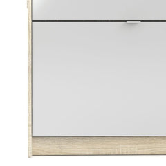 Shoes Shoe cabinet w. 4 tilting doors and 2 layers + 1 mirror door Oak structure - UK