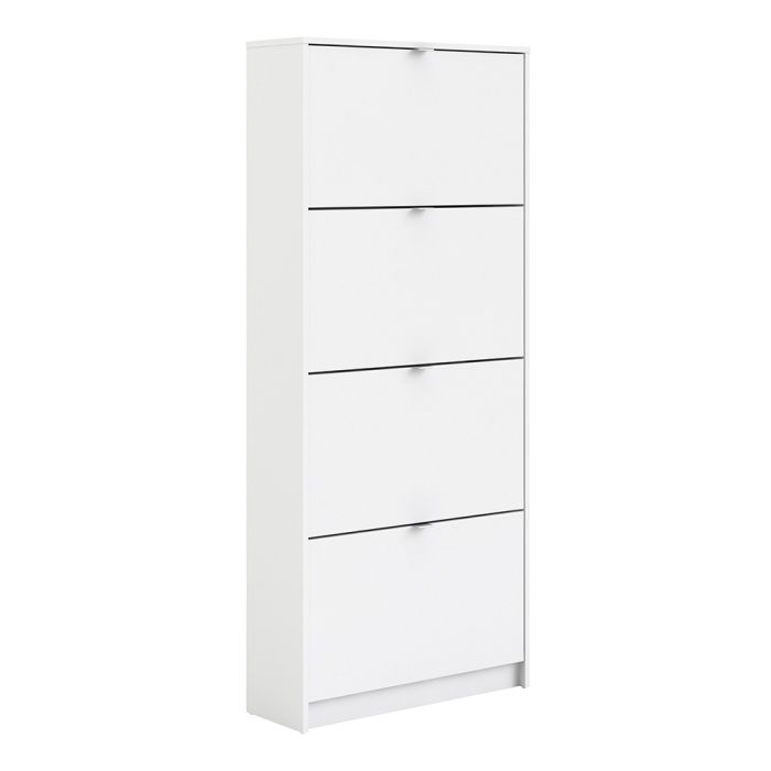 Shoes Shoe cabinet w. 4 tilting doors and 2 layers in White - UK