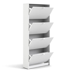 Shoes Shoe cabinet w. 4 tilting doors and 2 layers in White - UK