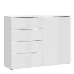 Sienna 4 Chest of Drawers 1 Door in White High Gloss - UK