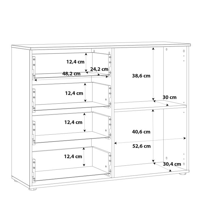 Sienna 4 Chest of Drawers 1 Door in White High Gloss - UK