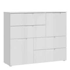 Sienna Abstract Chest of in White High Gloss - UK - Furniture One Shop