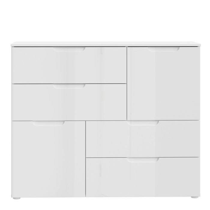 Sienna Abstract Chest of in White High Gloss - UK