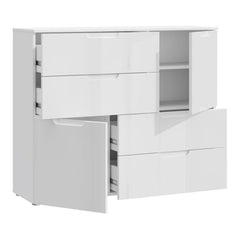Sienna Abstract Chest of in White High Gloss - UK - Furniture One Shop