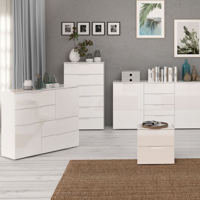 Sienna Chest of 6 Drawers in White High Gloss - UK