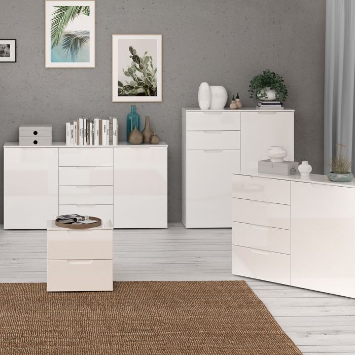 Sienna Chest of Drawers in White High Gloss - UK