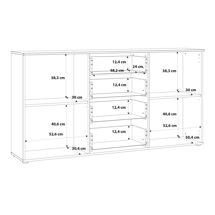 Sienna Wide Chest of 4 Drawers and 2 Doors in White High Gloss - UK
