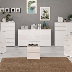 Sienna Wide Chest of 4 Drawers and 2 Doors in White High Gloss - UK