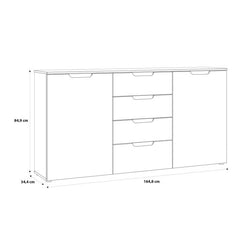 Sienna Wide Chest of 4 Drawers and 2 Doors in White High Gloss - UK