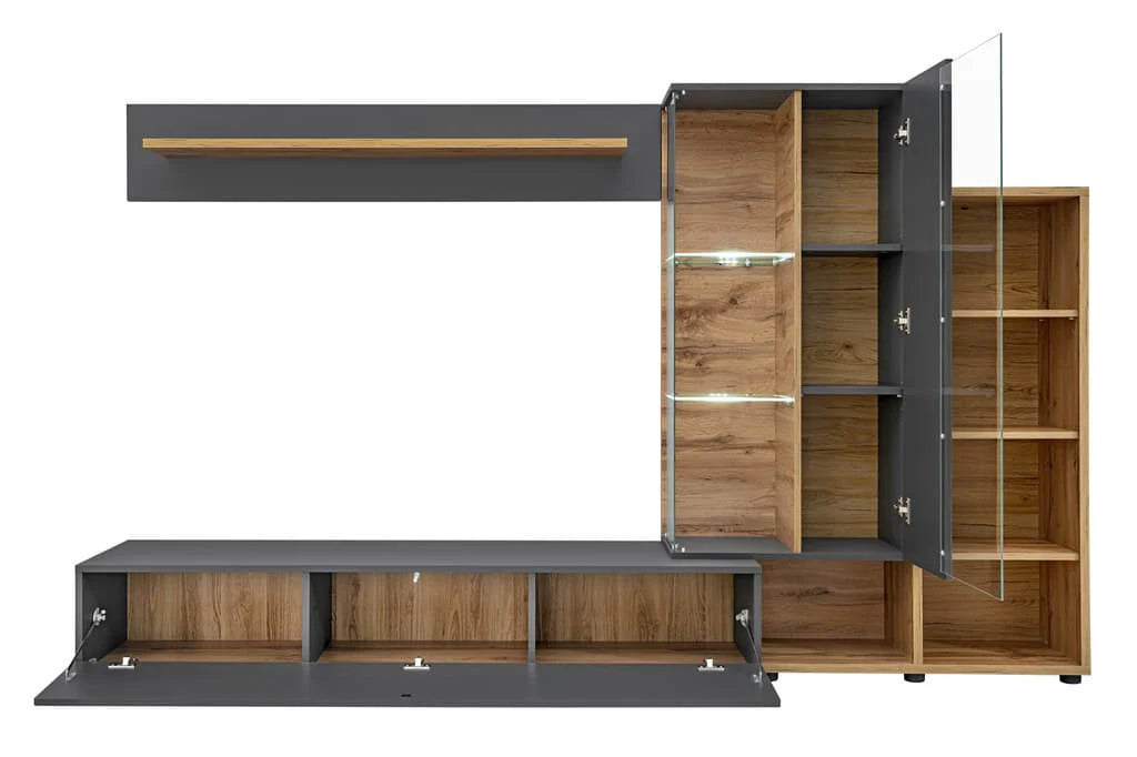 Silk II Wooden TV Entertainment Unit in Anthracite