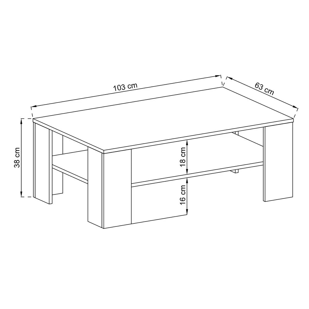 Sky Wooden Coffee Table with 1 Shelf in Oak Riviera