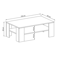 Sky Wooden Coffee Table with 1 Shelf in Oak Riviera