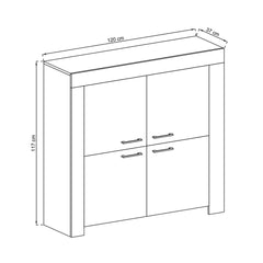 Sky Wooden Sideboard with 4 Doors 1 Shelf in Oak Riviera