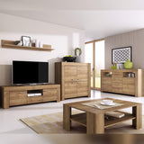 Sky Wooden Sideboard with 4 Doors 1 Shelf in Oak Riviera