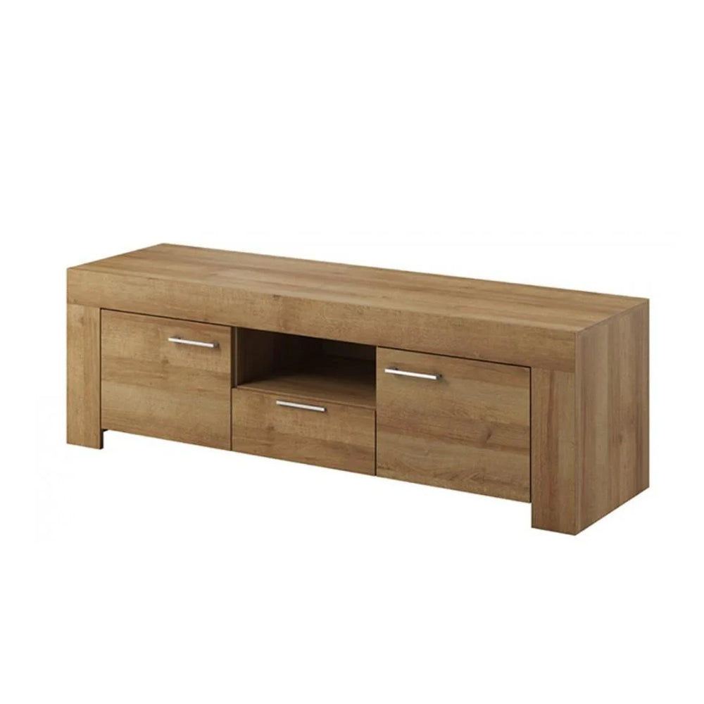 Sky Wooden TV Stand with 2 Doors 1 Drawer in Oak Riviera & Wall Shelf