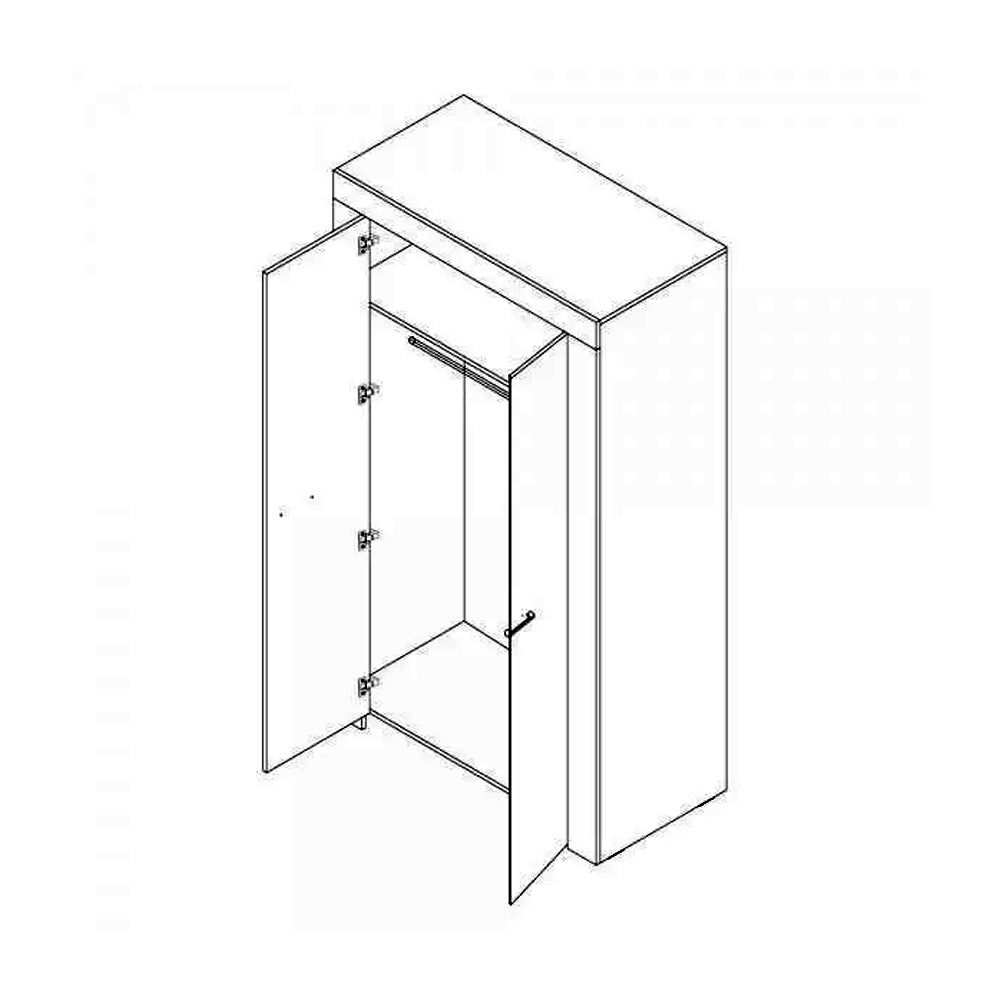 Sky Wooden Wardrobe With 2 Doors In Oak Riviera