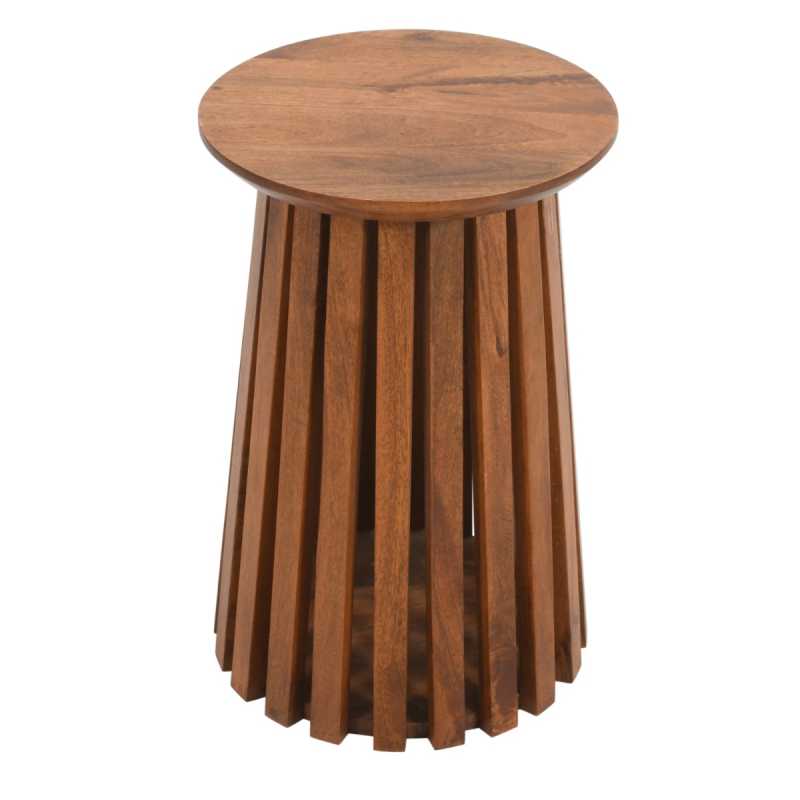 Slatted Mango Wood Bedside Table - UK