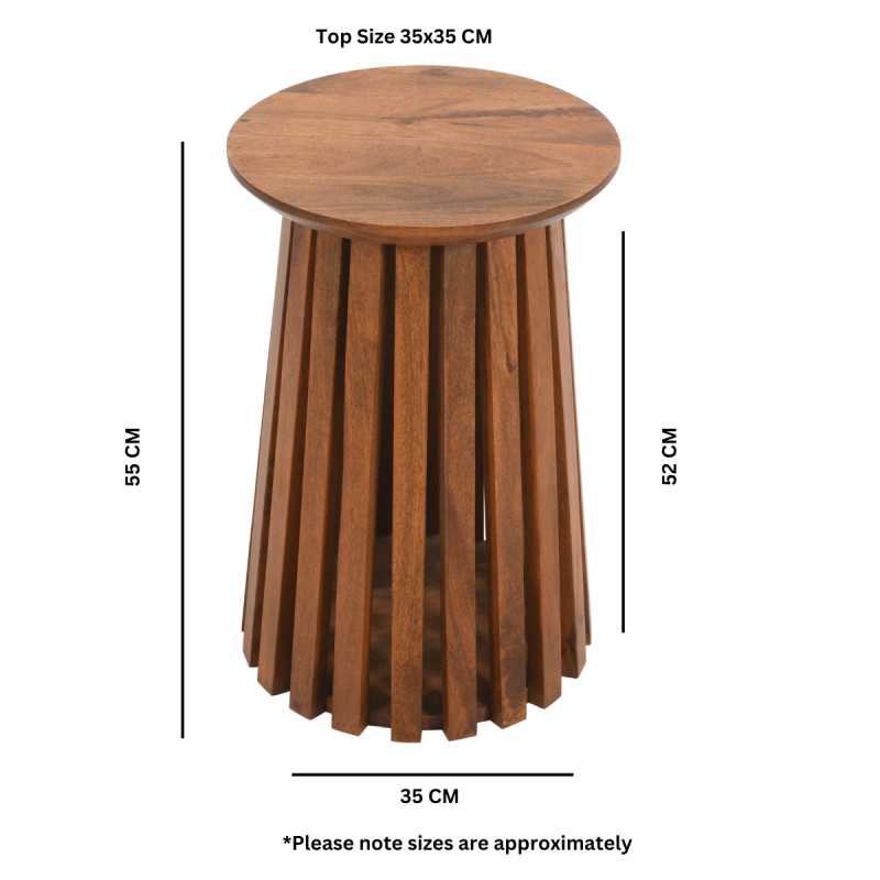 Slatted Mango Wood Bedside Table - UK