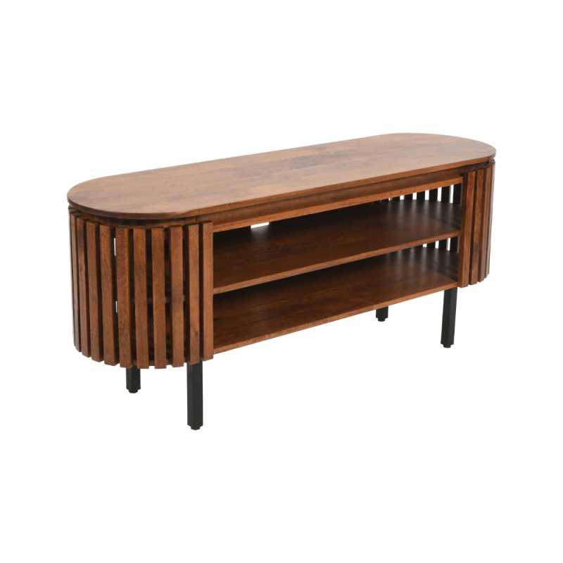 Slatted Mango Wood TV Stand 140cm