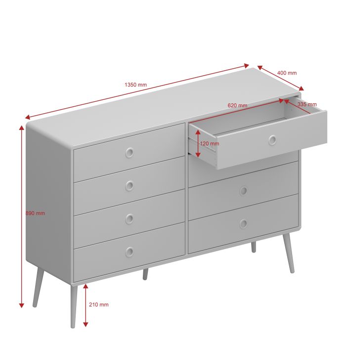 Softline 4 + 4 Wide Chest Off White - UK