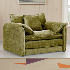 Solaya Chenille Fabric Armchair In Green