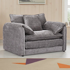 Solaya Chenille Fabric Armchair In Grey