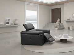 Somerville Electric Recliner Armchair In Black Leather - Furniture One Shop