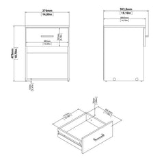 Space Wooden Bedside Table with 1 Drawer in Oak