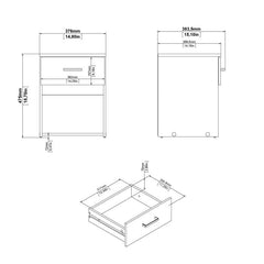 Space Wooden Bedside Table with 1 Drawer in White - Furniture One Shop