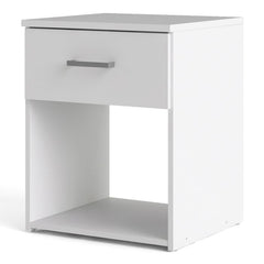 Space Wooden Bedside Table with 1 Drawer in White - Furniture One Shop