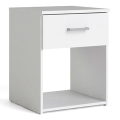 Space Wooden Bedside Table with 1 Drawer in White - Furniture One Shop