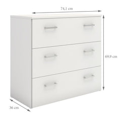 Space Wooden Chest of 3 Drawers in White - Furniture One Shop
