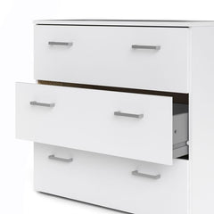 Space Wooden Chest of 3 Drawers in White - Furniture One Shop