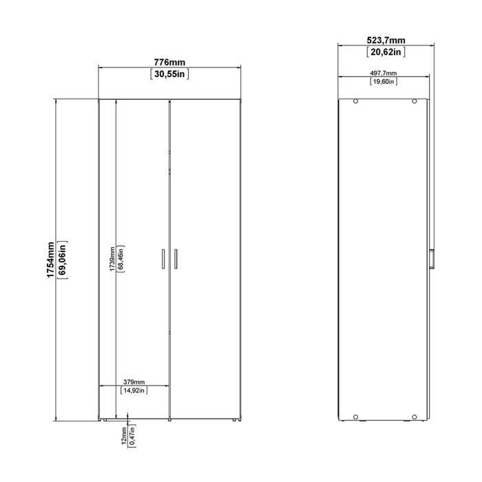 Space Package - Bedside 1 Drawer + Chest of 3 Drawers + Wardrobe with 2 doors + 1 drawer in White
