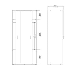 Space Wooden Wardrobe 2 Sliding Doors in White