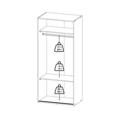 Space Wooden Wardrobe 2 Sliding Doors in White