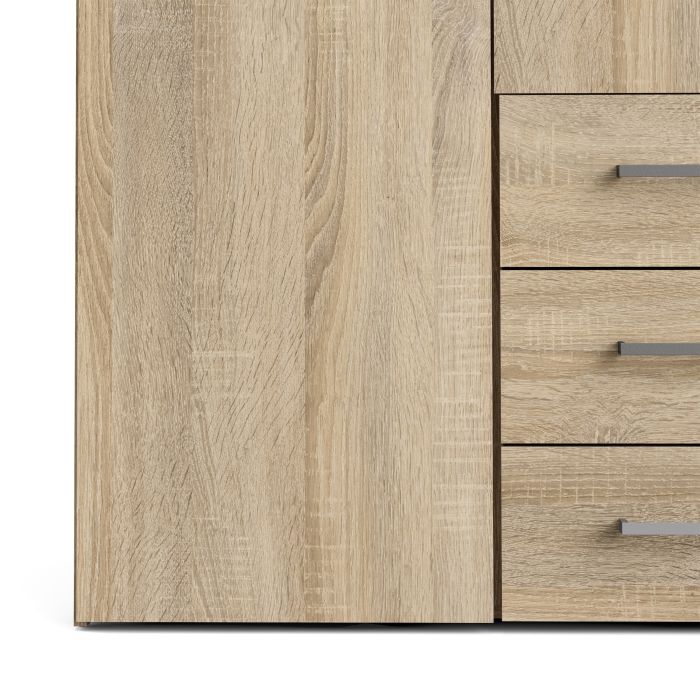 Space Wooden Wardrobe 4 Doors 3 Drawers in Oak
