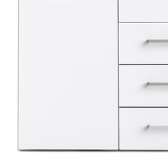 Space Wooden Wardrobe 4 Doors 3 Drawers in White