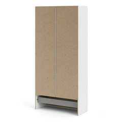 Space Wooden Wardrobe with 2 Doors 1 Drawer in White