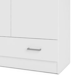 Space Wooden Wardrobe with 2 Doors 1 Drawer in White