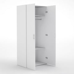 Space Wooden Wardrobe 2 Doors in White
