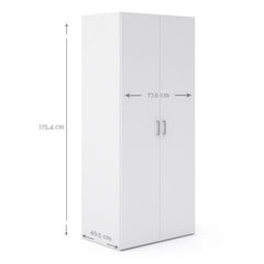 Space Wooden Wardrobe 2 Doors in White