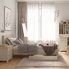 Story Tall Wooden 1 Drawer 3 Shelves Bookcase in Beige