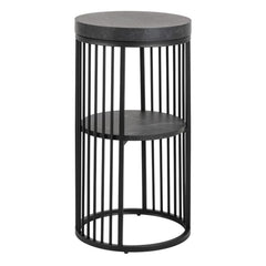 Strington Round Bedside Table 1 Shelf in Matt Black - Furniture One Shop